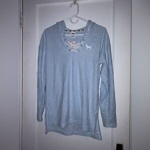 2017! NWT PINK Victoria's Secret Sky Blue Lace-Up Sweatshirt